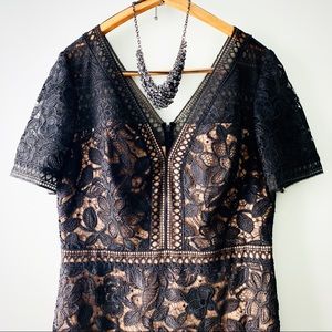 SALE 🎆 Tadashi Shoji Black & nude lace dress